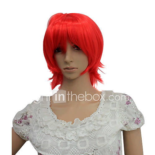 Capless Short High Temperature Wire Red Costume Party Wig