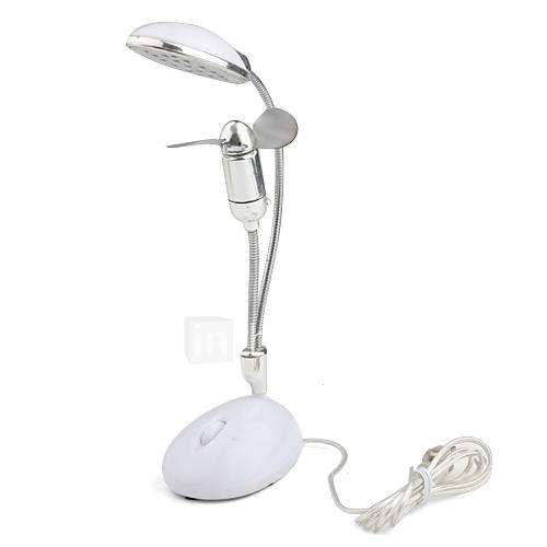 13 LED USB Desktop Light and Fan (White)