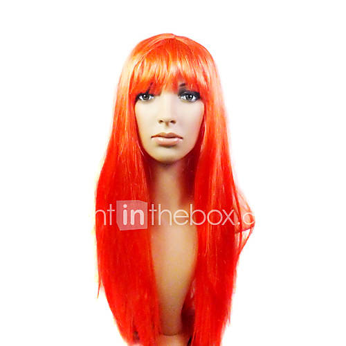 Capless Long High Quality Synthetic Beautiful Red Costume Party Wig