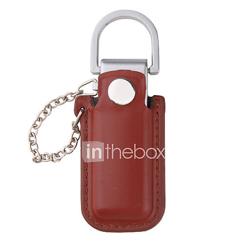 8GB Stainless Steel USB Flash Drive Keychain with Pouch (Brown)