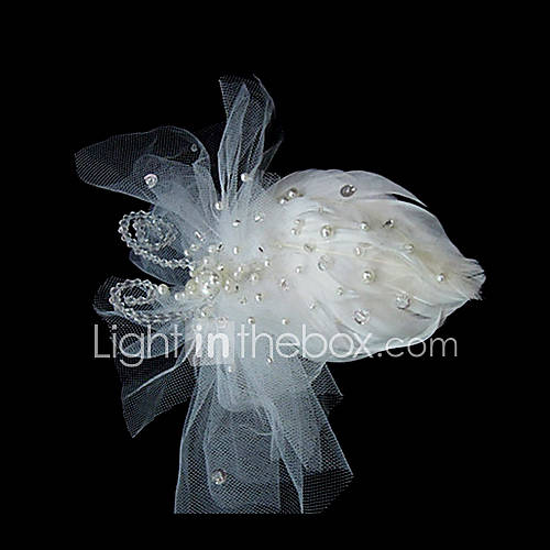 Gorgeous Tulle/ Feather With Rhinestone Wedding Bridal Flowers/ Headpiece