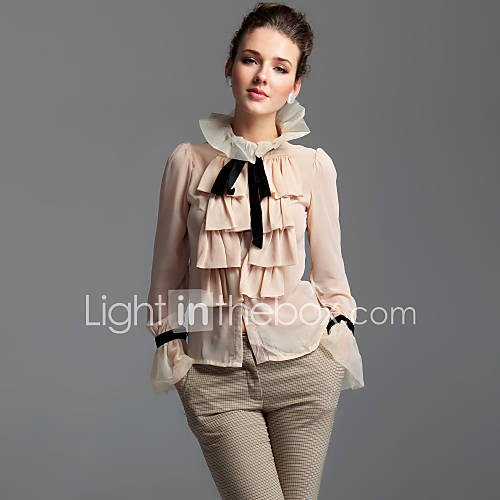 TS Lapel Ruffle Front Blouse Shirt