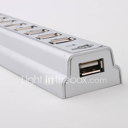 10 Port USB 2.0 Hub (Silver)