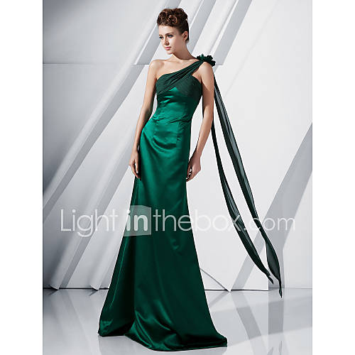 A line One Shoulder Floor length Chiffon Evening Dress