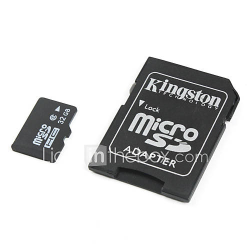 32GB Micro SD/TF SDHC Memory Card with Kingston MicroSD to SD Adapter (Class 6)