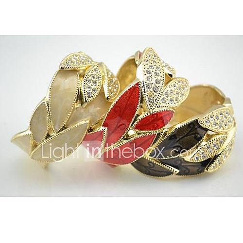 Womens Leaf Sequin Cuff Bangle