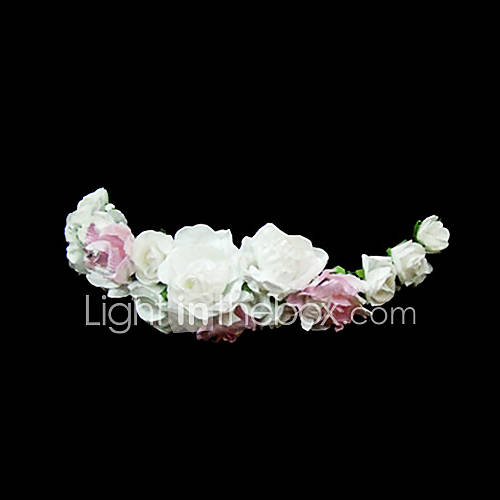 White And Pink Roses Flower Girl Garland/Headpiece