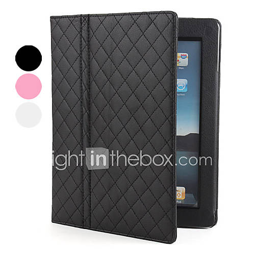 Grid Style PU Leather Case with Stand for iPad 2 (Assorted Colors)