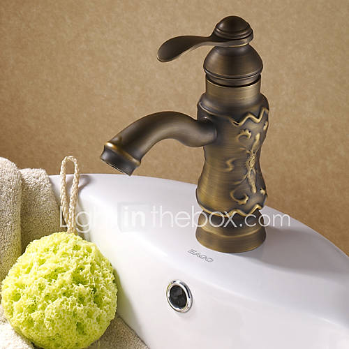 Antique Solid Brass Centerset Bathroom Sink Faucet (Antique Copper Finish)