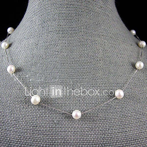 7 8MM Natural Freshwater Pearl Necklace With Silver Chain – 18 Inch (More Colors)