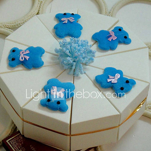 Cute Bear White Cake Favor Box (Set of 10)