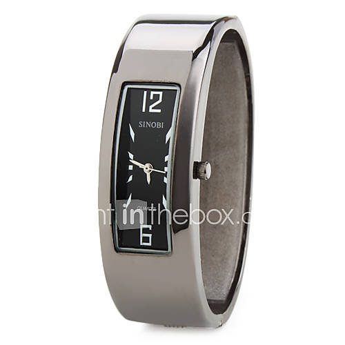 Mens and Womens Alloy Analog Quartz Bracelet Watch (Black)