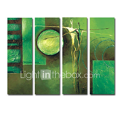 Hand painted Abstract Oil Painting with Stretched Frame   Set of 4