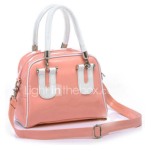 Hot Sale Womens Shiny PU Tote Bag / White Handles