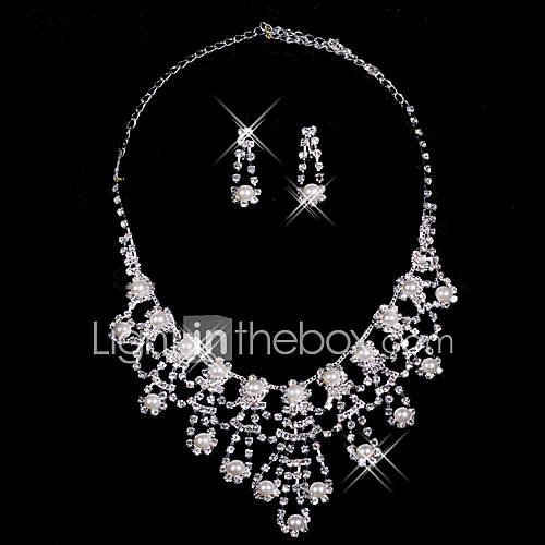 Rhinestone Chandelier Necklace And Earring Set