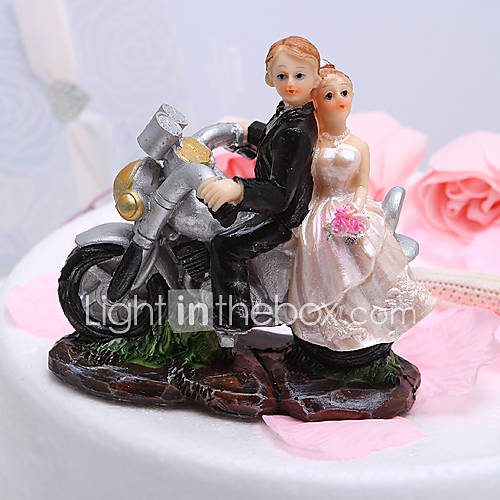 Motorcycle Bride Groom Wedding Cake Topper