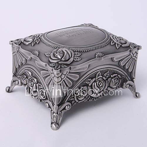 Personalized Vintage Tutania Rectangle Delicate Jewelry Box