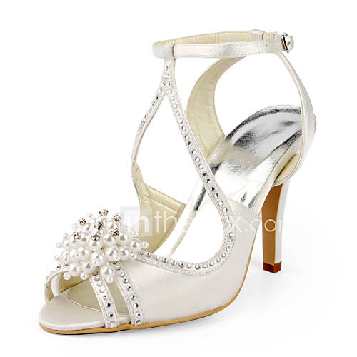 Silk Stiletto Heel Sandals With Rhinestone Wedding Shoes (More Colors Available)