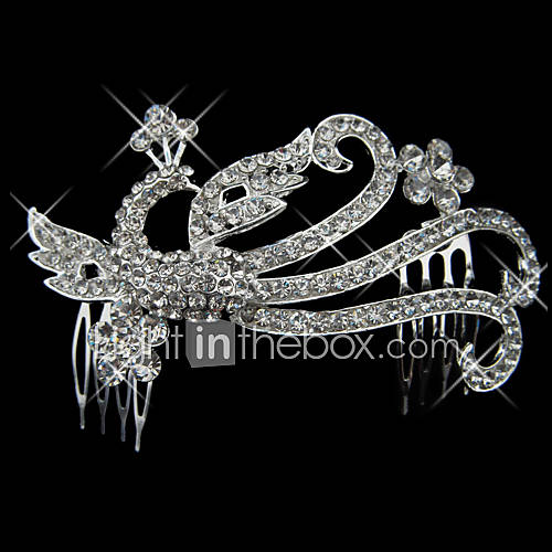 Alloy With Rhinestone And Pearl Phoenix Bridal Comb
