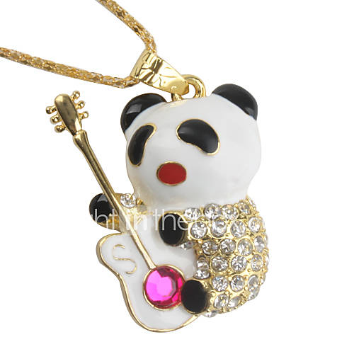 8GB Panda Style USB Flash Drive Necklace (Gold)