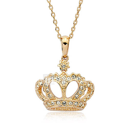 Diamond Inlaid Crown Pendant Necklace