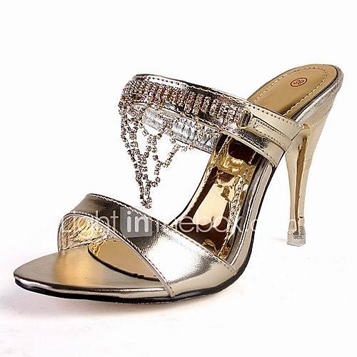 Patent Leather Stiletto Heel Sandals / Platform With Rhinestone Party ...