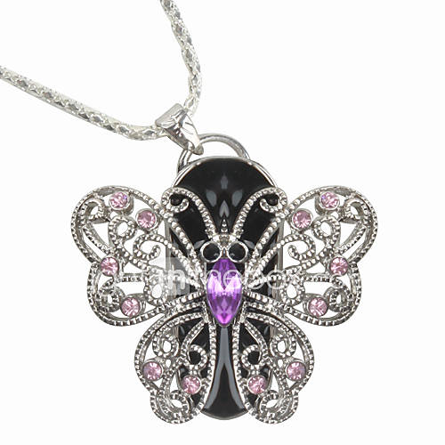 4GB Butterfly Style USB Flash Drive Necklace (Purple)