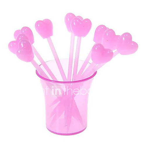 Sweet Heart Style Fruit Snack Forks Picks with Holder