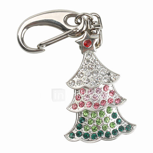 16GB Diamond Tree Style USB Flash Drive Keychain (Silver)