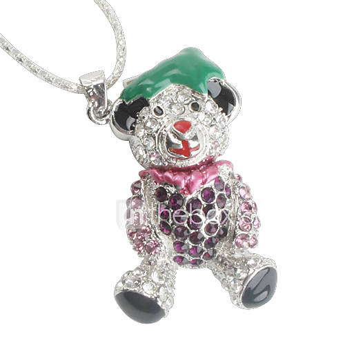 8GB Bear Style USB Flash Drive Necklace (Silver)