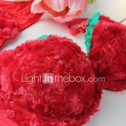 Furry Ruffle Three breasted Bra Set