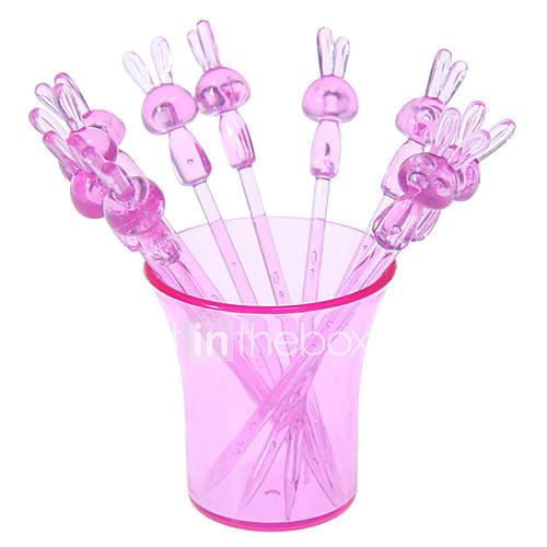 Bunny Style Fruit Snack Forks Picks with Holder