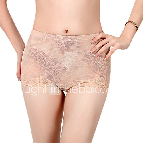 Chinlon Boyshorts Medium Waist Shaper Briefs With Printing/Lace