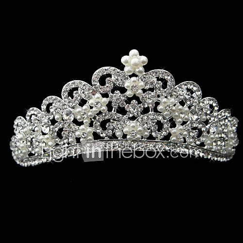 Gorgeous Silver Alloy Rhinestone And Pearl Bridal Tiara