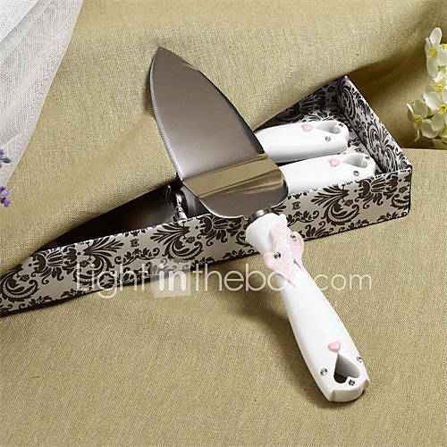 Embracing Hearts Design Resin Handle Wedding Cake Server