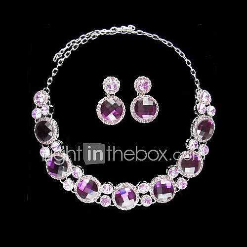 Lilac Rhineston Ladies Jewelry Set Including Necklace and Earrings