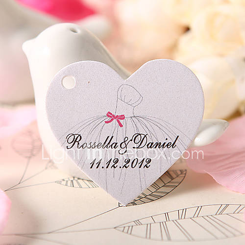 Personalized Heart Shaped Favor Tag   Wedding Dress (Set of 60)
