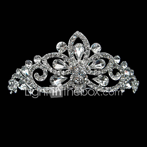 Silver Alloy Rhinestone And Pearl Elegant Flower Bridal Tiara