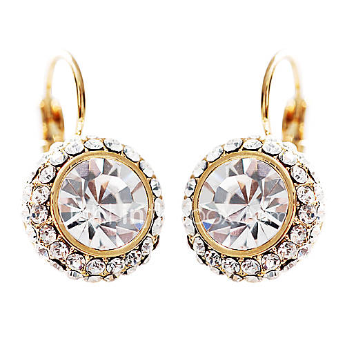 Elegant Rhinestone Circle Pendant Hook Shaped Earrings