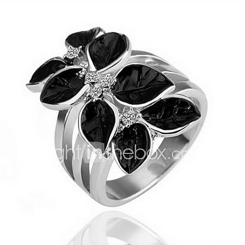 Gorgeous Cubic Zirconia 18K Gold Plated Leaf Fashion Ring
