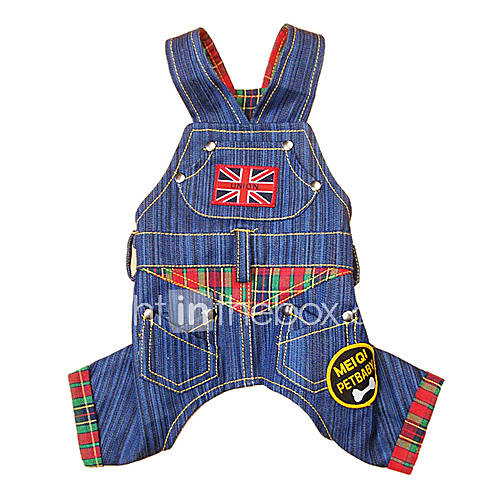 Striped Denim Style Suspender Trousers for Dogs (XS L)