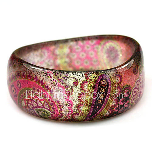 Ladies Resin Round Bangles Classic Bracelet With Gypsy Colorful Print