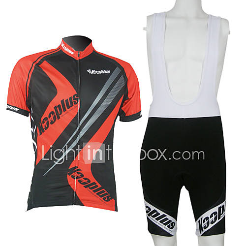 Kooplus Mens BIB Short Sleeve Cycling Suits (Black and Red)