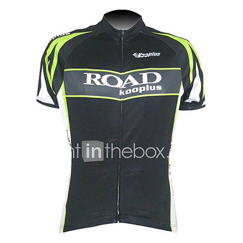 Kooplus Mens 100% Polyester Short Sleeve Cycling Jersey (Road Green)