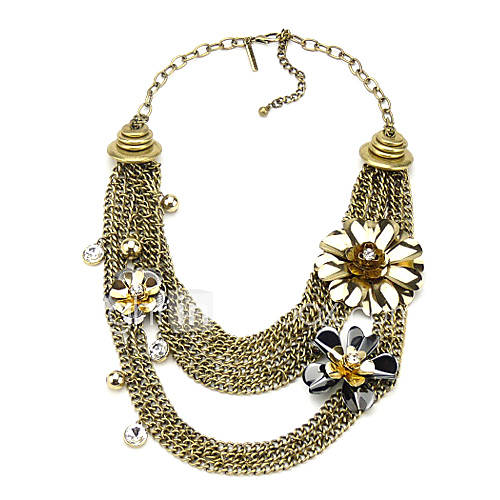 Fashion Rhinestone Alloy Flower Necklace