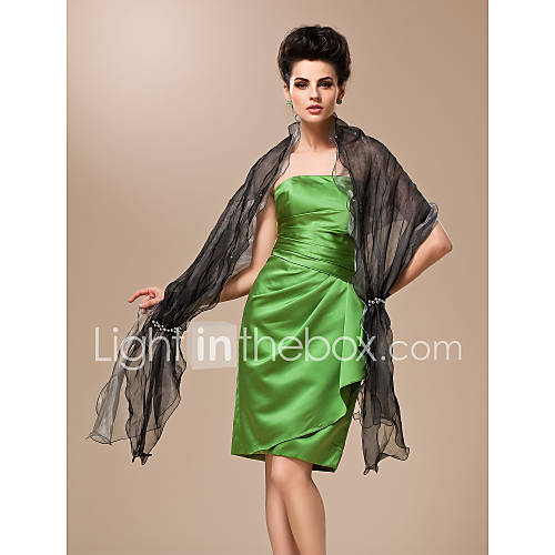 Elegant Organza With Pearls and Ruffles Special Occasion Shawl / Wrap (More Colors Available)