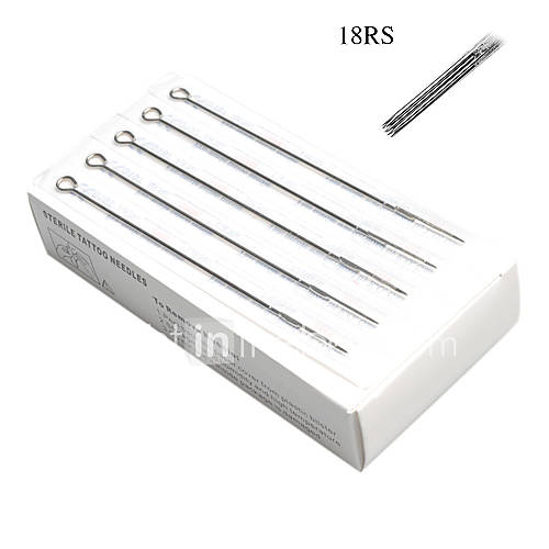 50 Pcs Sterile Stainless Steel Tattoo Needles 18RS