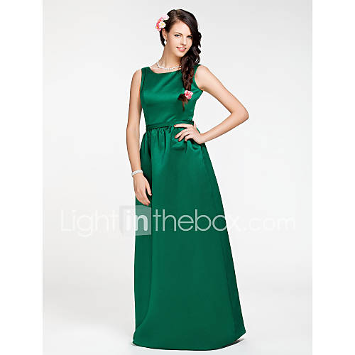 Sheath/Column Square Floor length Satin Bridesmaid Dress (249030)