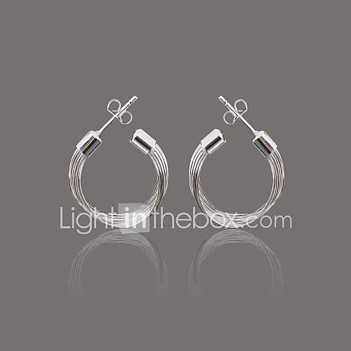 Gorgeous Silver Plate Multi Line Stud Earring