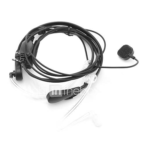 Mini Earhook Earphone with PPT Microphone and Acoustic Tube for Walkie Talkies and 2 Way Radios